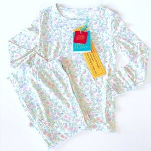 Posh Peanut Pink and Green Floral Kids Pajama Set